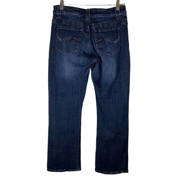 Lee‎ Slender Secret Blue Jeans Women Sz 8 Short Embroidered Embellished Straight - Picture 1 of 10